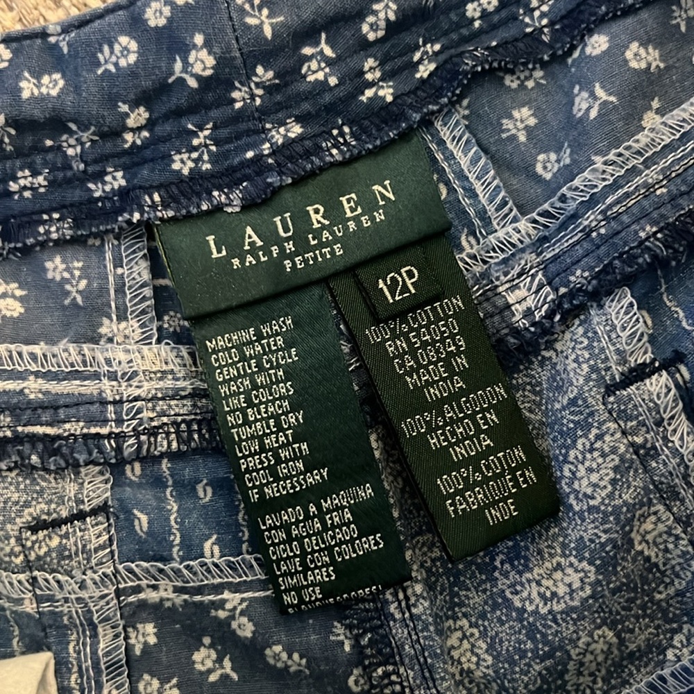 Vintage Lauren Ralph Lauren Blue Floral Patchwork Pants - Picture 3 of 9